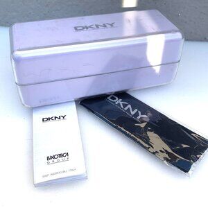 DKNY Hinged Hard Sided Sunglasses Case With Cleaning Cloth White Plastic